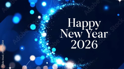 Wallpaper Mural Happy New Year 2026 greeting card with blue sparkling background   Torontodigital.ca
