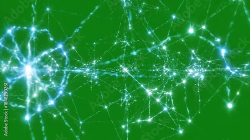 Electric lines connecting glowing orbs with glowing lines connecting to form effect green screen geometric shapes style featuring