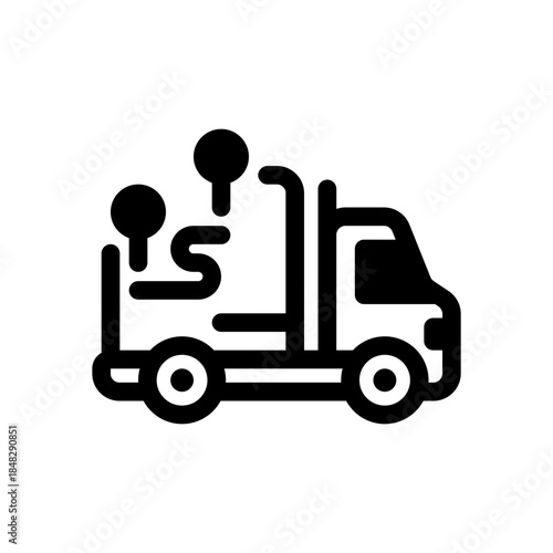 Delivery Truck Route Icon Showing Logistics Path, Shipping Route, and Transportation Flow