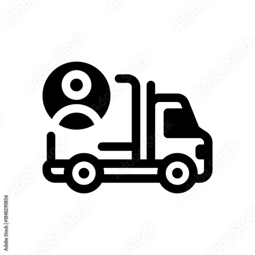 Delivery Courier Truck Icon with Person for Logistics, Shipping, and Courier Service Illustration
