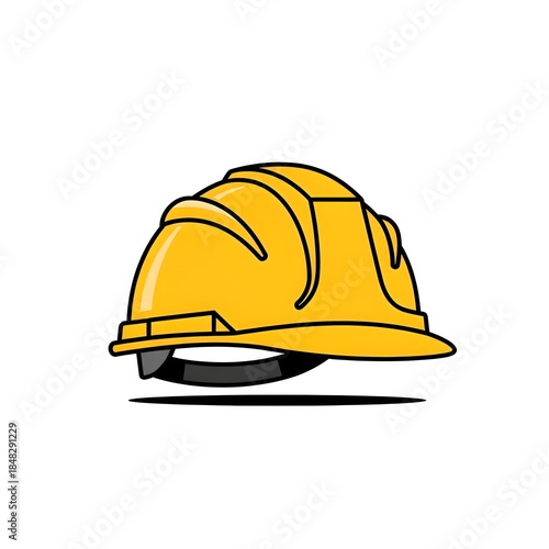 Yellow Hard Hat Safety Protection Equipment for Construction Workers on White Background