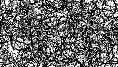 Tangled Complexity: An Abstract Black and White Line Art Background Texture