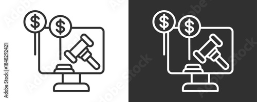 Auction Icon Set Vector Collection Isolated In Black And White