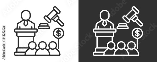 Auction Icon Set Vector Collection Isolated In Black And White