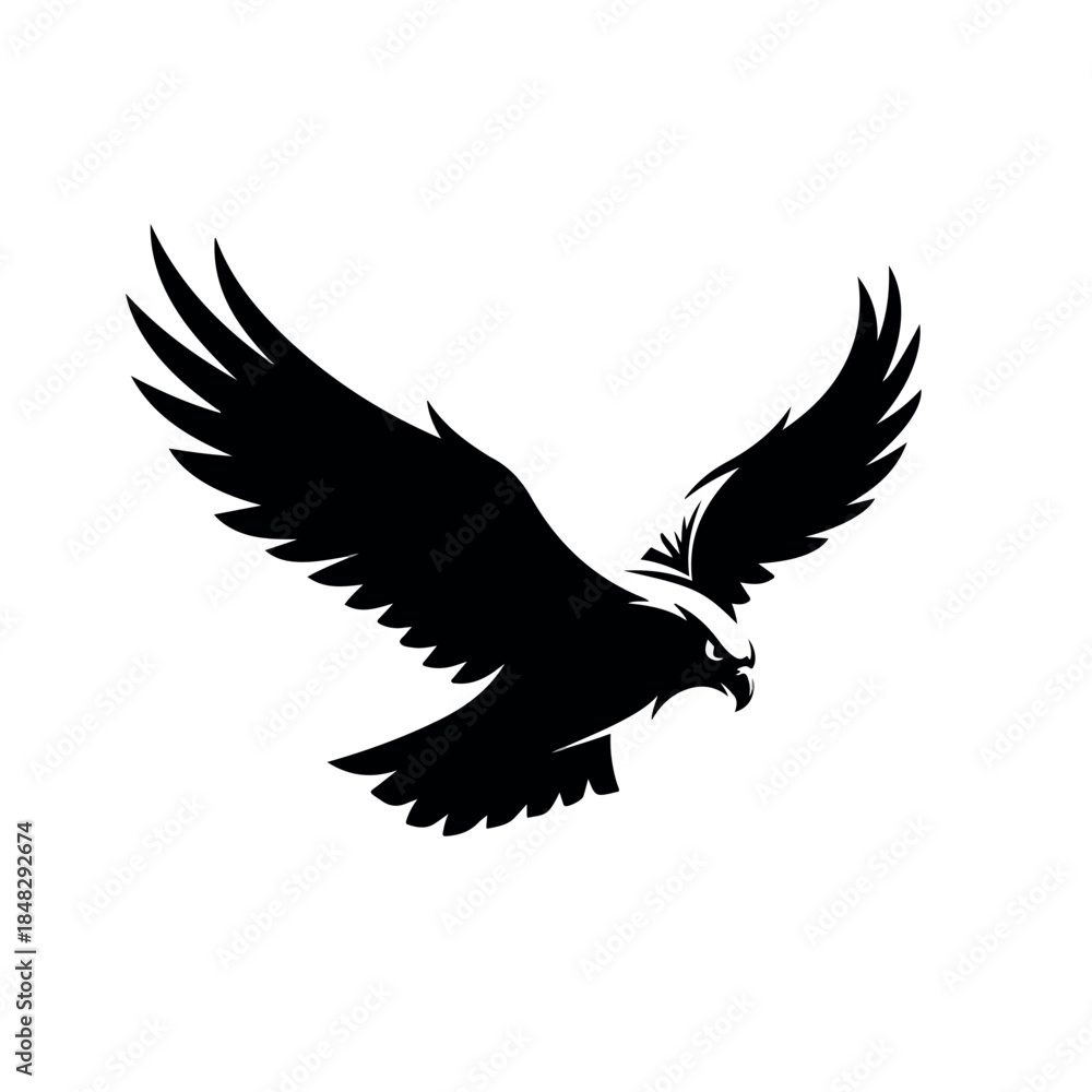 Obraz premium Powerful Eagle Silhouette Logo with Spread Wings Black Vector