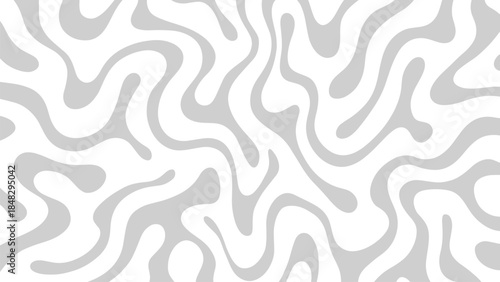 Seamless abstract organic wavy pattern on white background with soft grey fluid shapes, minimal clean texture for modern branding, web design and print use