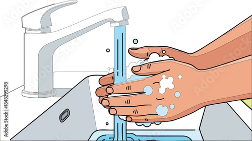 flat image of washing hands