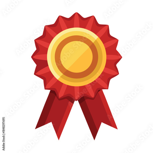 Classic rosette award with a golden ribbon and star detail, symbolizing achievement and victory