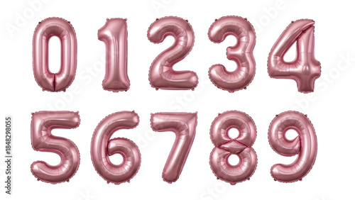 Stunning soft pink foil number balloons zero through nine perfect for elegant birthday celebrations
