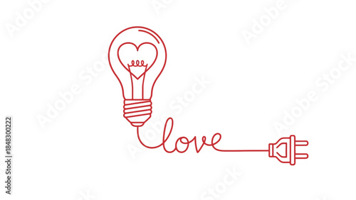 Electric Love Concept with Light Bulb