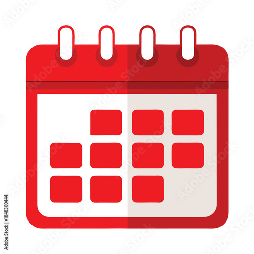 Stylized red calendar icon on a white background, symbolizing dates and planning.