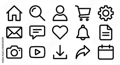 Modern Simple Line Vector Symbols for User Interfaces