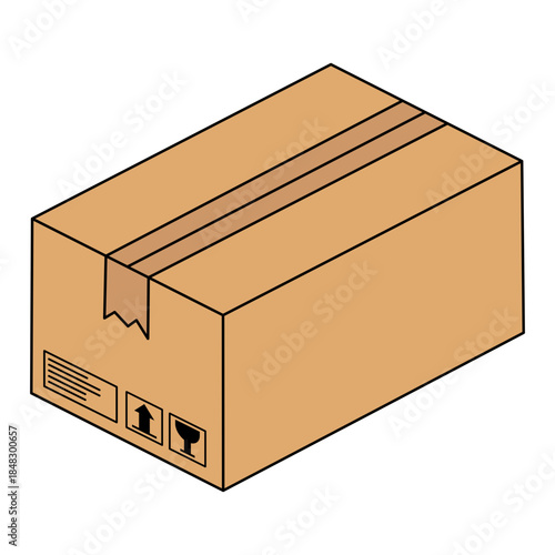 brown cardboard box, vector illustration