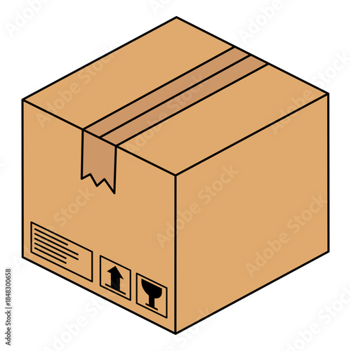 cardboard box on white background, vector illustration
