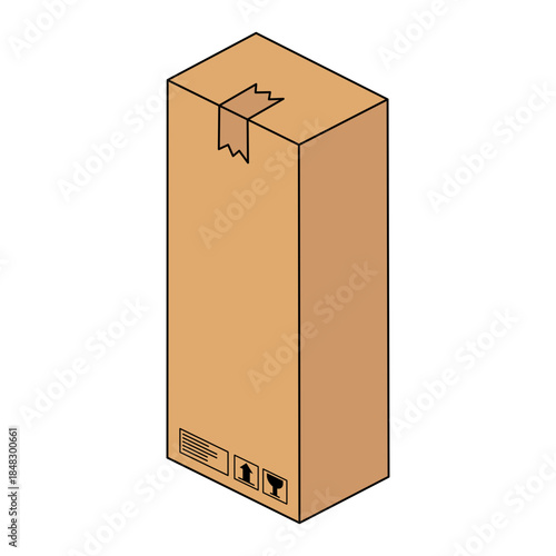 brown cardboard box, vector illustration