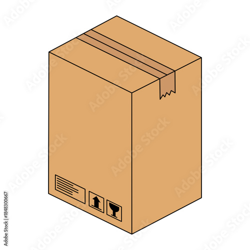 cardboard box package, vector illustration