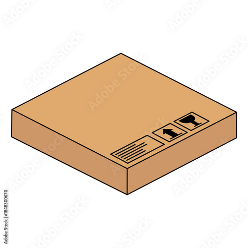 slim cardboard box, vector illustration