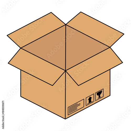 open cardboard box, vector illustration