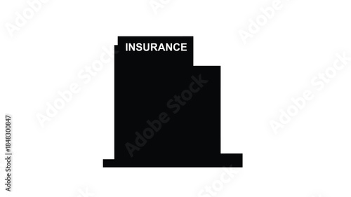A stark black rectangular shape with the word insurance prominently displayed on top