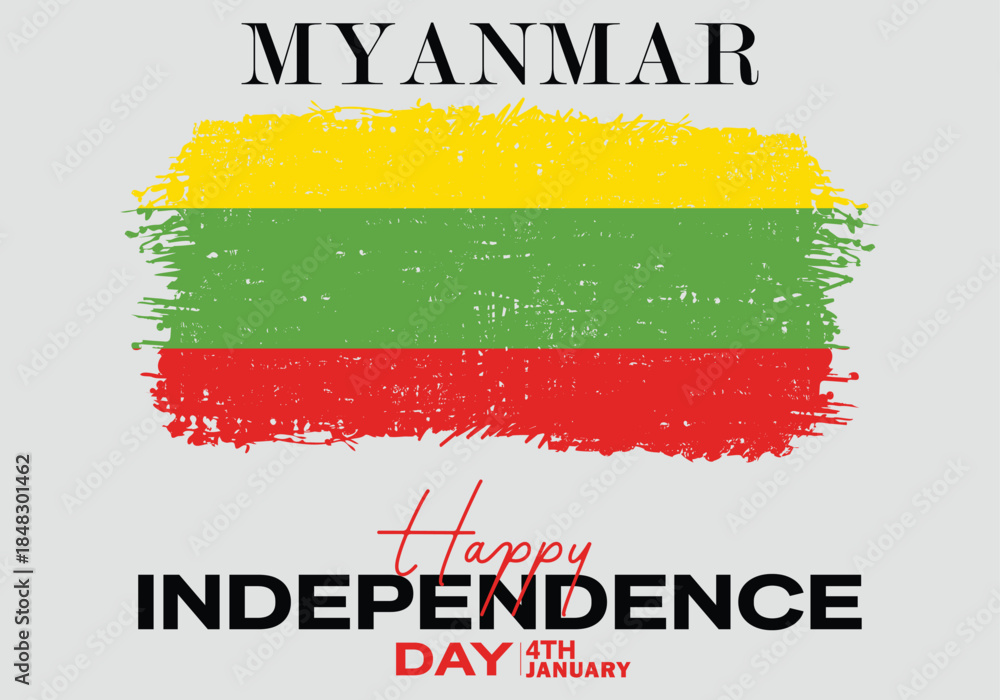 Fototapeta premium Myanmar flag element design national independence day banner