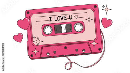 "I Love You" Message on a Vintage Audio Cassette 