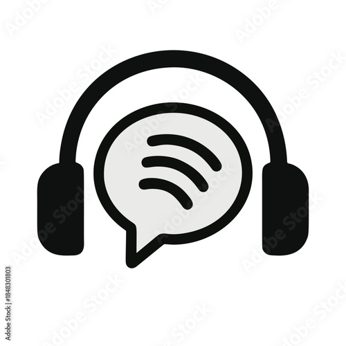 Icon "Listening to a Podcast": an earphone with sound waves forming a speech bubble.