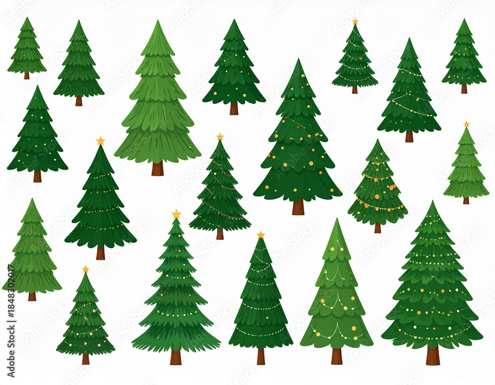 Fototapeta premium Set of christmas trees isolated on white