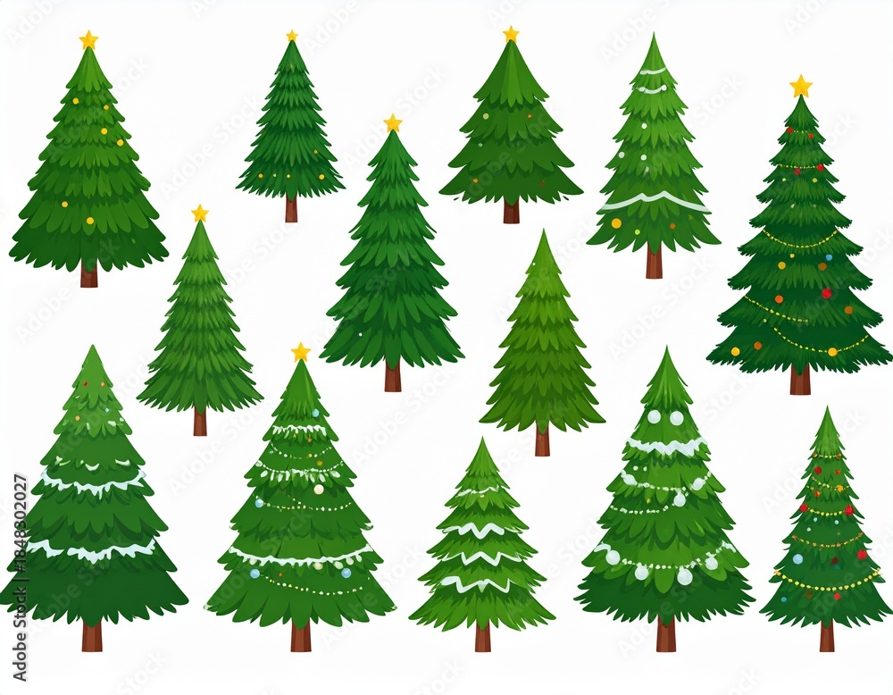 Obraz premium Set of christmas trees isolated on white