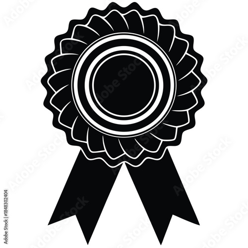 Classic rosette award with a golden ribbon and star detail, symbolizing achievement and victory