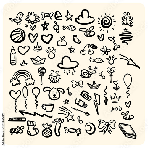 Huge Collection of Cute and Whimsical Everyday Objects and Nature Doodles