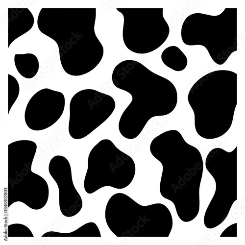Seamless Black and White Cow Print Pattern