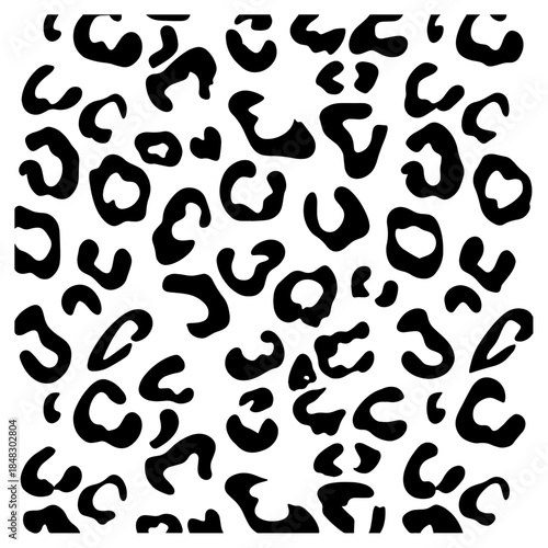 Seamless Black and White Leopard or Jaguar Print Pattern