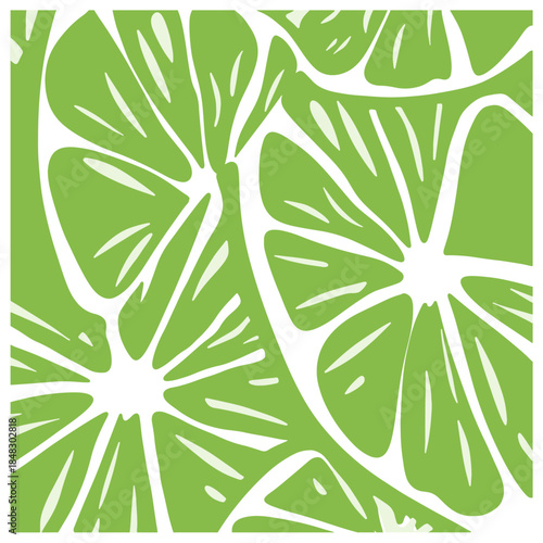 Seamless Pattern of Fresh Lime Citrus Slices