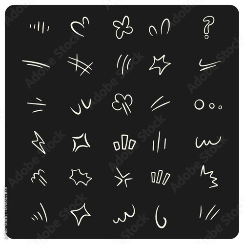 Set of Hand-Drawn Doodle Elements and Motion Lines