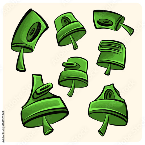 Set of Green Graffiti Spray Can Caps