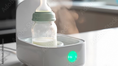 Baby Bottle Warmer Heating Milk, Preparing for Feeding, Steam