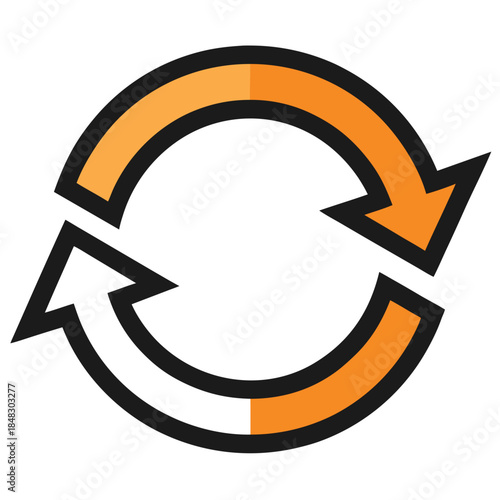Clean black and white icon symbolizing a continuous loop or cycle.