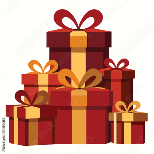 Colorful collection of gift boxes wrapped with gleaming satin bows, ready for festive occasions and thoughtful giving.