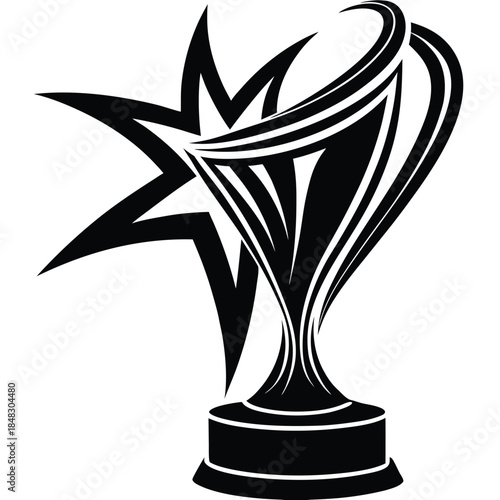 Elegant gleaming gold trophy standing proudly on a pedestal, symbol of victory, achievement, and success