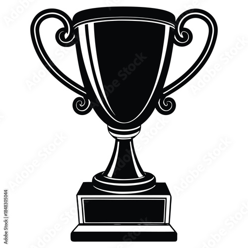 Shiny golden trophy cup, high angle shot, success concept, award, competition winner, realistic render