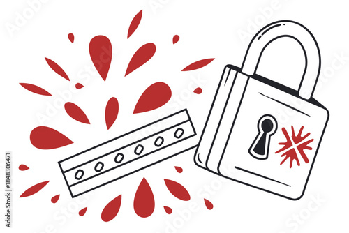 Illustrating a Broken Lock and Security Compromise Concept