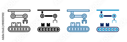 Industrial Robot Arm Icon Set Multiple Style Collection