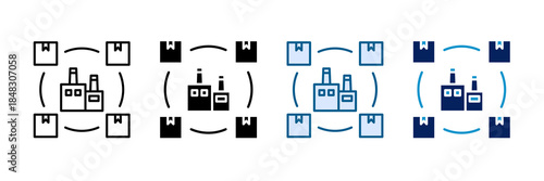 Supply Chain Manufacturing Icon Set Multiple Style Collection