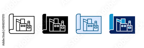 Manufacturing Blueprint Icon Set Multiple Style Collection