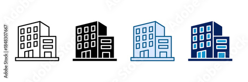 Office Building Icon Set Multiple Style Collection
