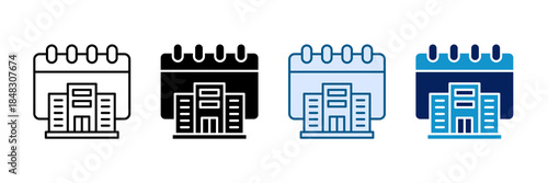 Office Calendar Icon Set Multiple Style Collection