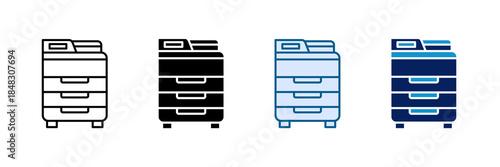 Office Printer Icon Set Multiple Style Collection