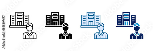 Office Manager Icon Set Multiple Style Collection