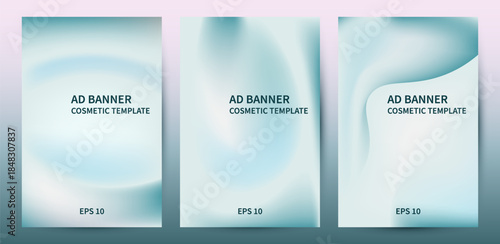 Cosmetis Banner Poster Set With Fluid Blue And White Paster Gradient For  Social Media Banner Template Set