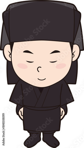 お辞儀する男性黒子